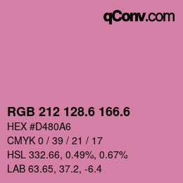 カラーコード: RGB 212 128.6 166.6 | qconv.com