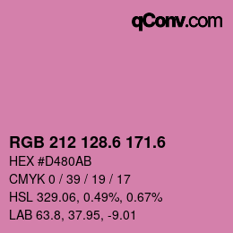 カラーコード: RGB 212 128.6 171.6 | qconv.com