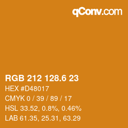カラーコード: RGB 212 128.6 23 | qconv.com