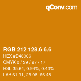 カラーコード: RGB 212 128.6 6.6 | qconv.com