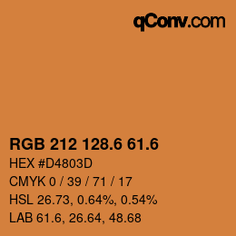 カラーコード: RGB 212 128.6 61.6 | qconv.com