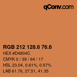 カラーコード: RGB 212 128.6 76.6 | qconv.com