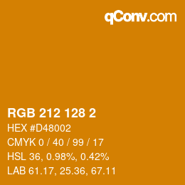 カラーコード: RGB 212 128 2 | qconv.com