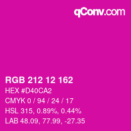 カラーコード: RGB 212 12 162 | qconv.com