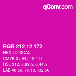 カラーコード: RGB 212 12 172 | qconv.com