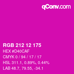 Color code: RGB 212 12 175 | qconv.com
