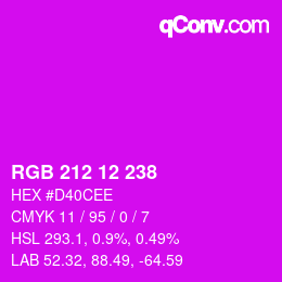 Color code: RGB 212 12 238 | qconv.com