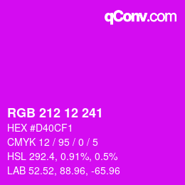 Color code: RGB 212 12 241 | qconv.com