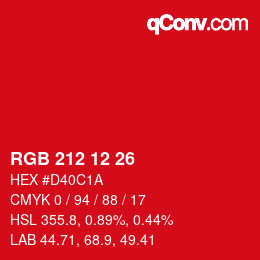 Color code: RGB 212 12 26 | qconv.com