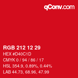 Color code: RGB 212 12 29 | qconv.com