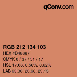 Color code: RGB 212 134 103 | qconv.com