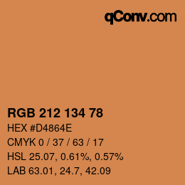 Color code: RGB 212 134 78 | qconv.com