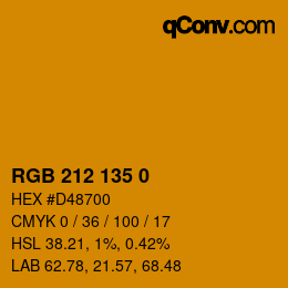 Color code: RGB 212 135 0 | qconv.com