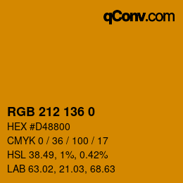 Color code: RGB 212 136 0 | qconv.com