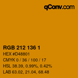 Color code: RGB 212 136 1 | qconv.com