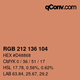 Color code: RGB 212 136 104 | qconv.com