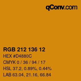 Color code: RGB 212 136 12 | qconv.com