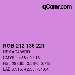 カラーコード: RGB 212 136 221 | qconv.com
