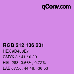 Color code: RGB 212 136 231 | qconv.com