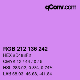 Farbcode: RGB 212 136 242 | qconv.com