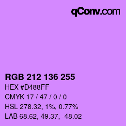 Color code: RGB 212 136 255 | qconv.com