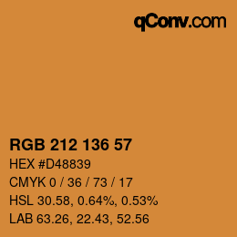 Color code: RGB 212 136 57 | qconv.com