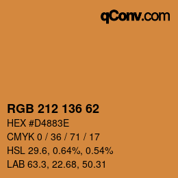 Color code: RGB 212 136 62 | qconv.com
