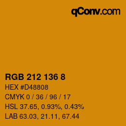 カラーコード: RGB 212 136 8 | qconv.com