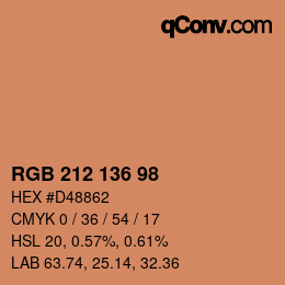 Color code: RGB 212 136 98 | qconv.com