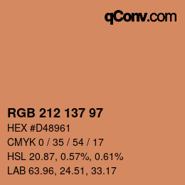 Color code: RGB 212 137 97 | qconv.com