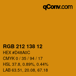 カラーコード: RGB 212 138 12 | qconv.com