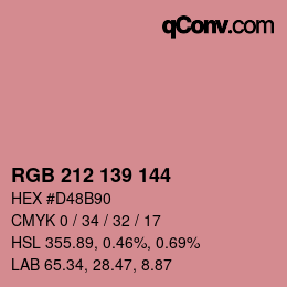 カラーコード: RGB 212 139 144 | qconv.com
