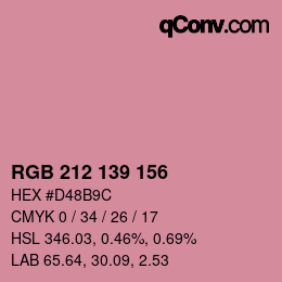 カラーコード: RGB 212 139 156 | qconv.com
