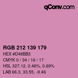 Color code: RGB 212 139 179 | qconv.com