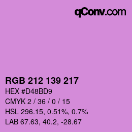 Color code: RGB 212 139 217 | qconv.com