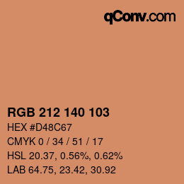 カラーコード: RGB 212 140 103 | qconv.com