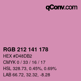 カラーコード: RGB 212 141 178 | qconv.com