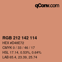 カラーコード: RGB 212 142 114 | qconv.com