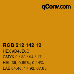 Color code: RGB 212 142 12 | qconv.com