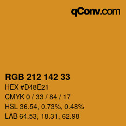 Color code: RGB 212 142 33 | qconv.com