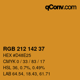 Color code: RGB 212 142 37 | qconv.com