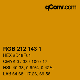 Color code: RGB 212 143 1 | qconv.com