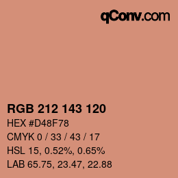 颜色代码: RGB 212 143 120 | qconv.com