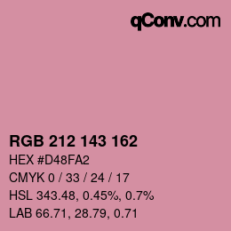 Color code: RGB 212 143 162 | qconv.com