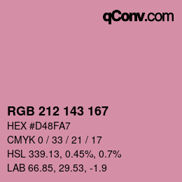 Color code: RGB 212 143 167 | qconv.com