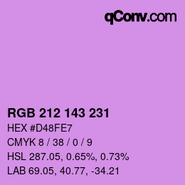 カラーコード: RGB 212 143 231 | qconv.com