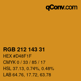 カラーコード: RGB 212 143 31 | qconv.com