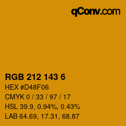 Color code: RGB 212 143 6 | qconv.com