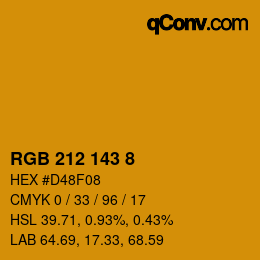 カラーコード: RGB 212 143 8 | qconv.com