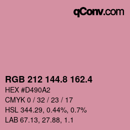 カラーコード: RGB 212 144.8 162.4 | qconv.com
